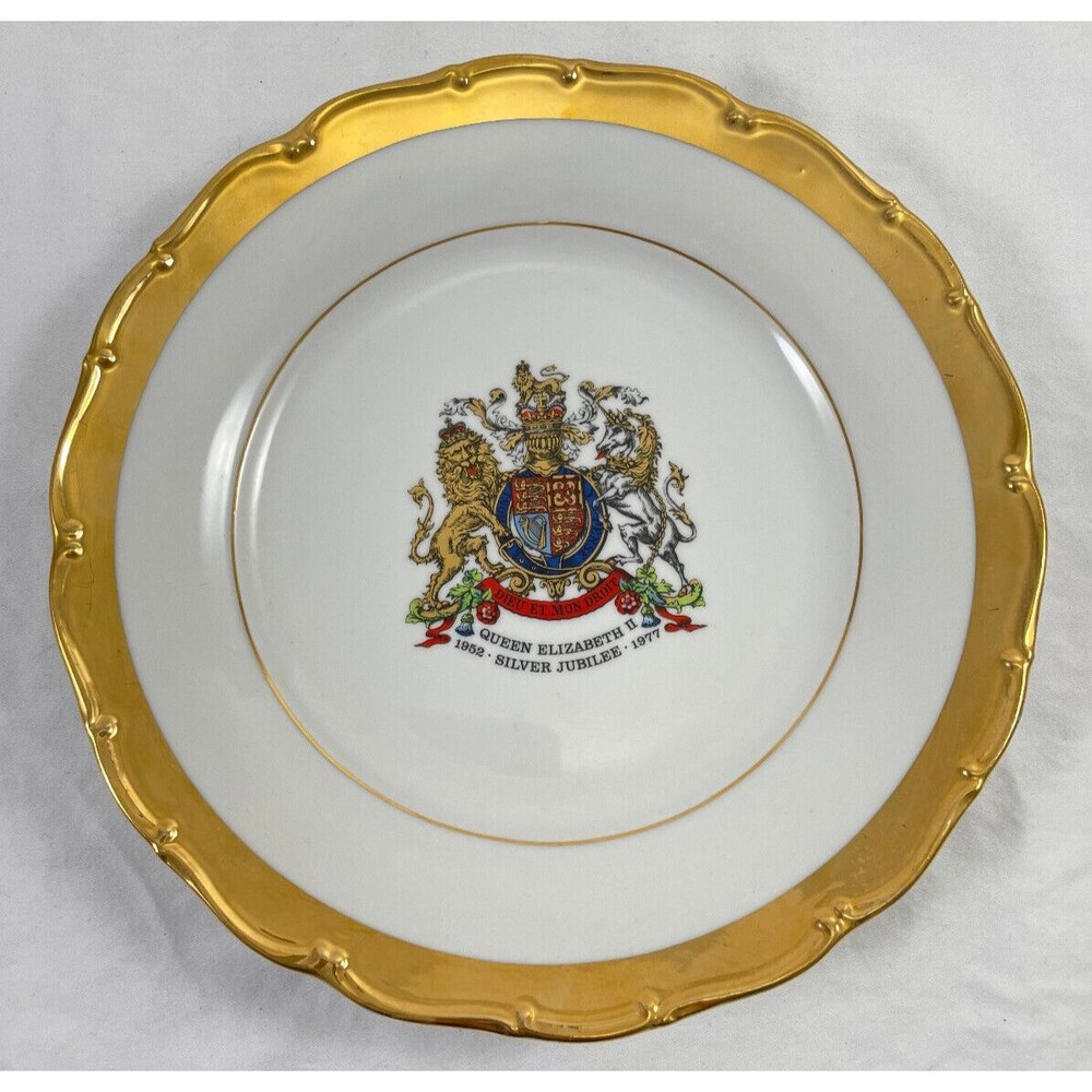 Queen Elizabeth II Commemorative Plate Haas Czjzek Vintage Silver Jubilee Royal